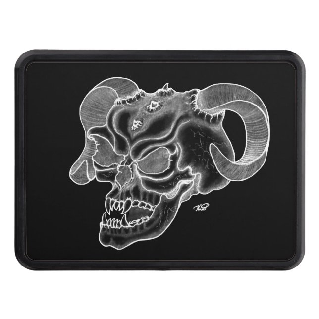 Cubierta Para Remolque Skull Devil Head Black and White Design (Anverso)