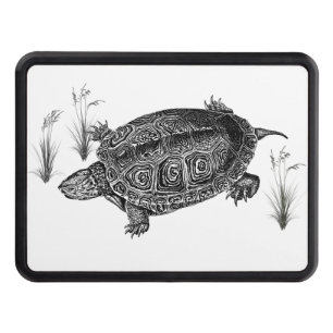 Cubierta Para Remolque Tortuga acuática negra y blanca