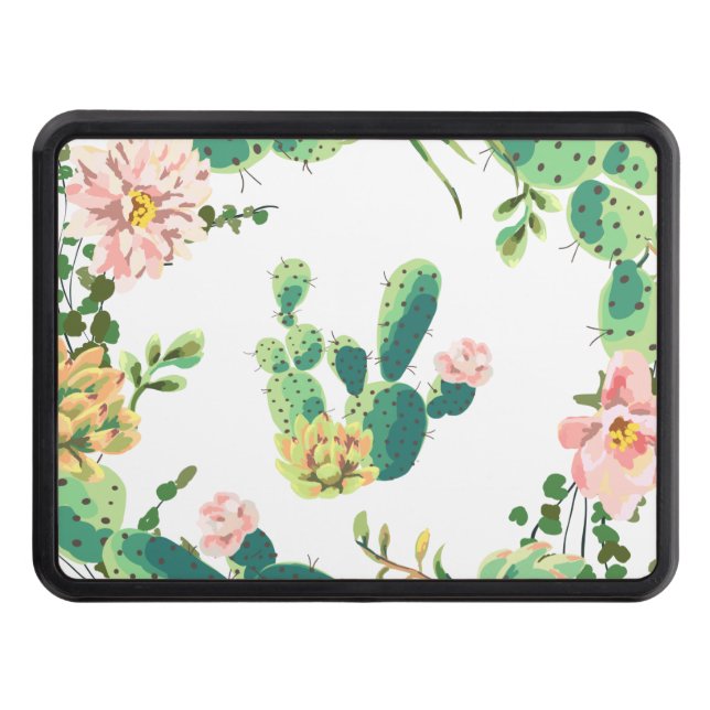 Cubierta Para Remolque Trailer Hitch Bohemian Cactus Succulents Dessert C (Anverso)