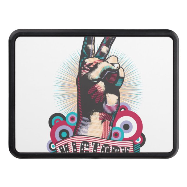 Cubierta Para Remolque Trailer Hitch Cover – Victory Peace & Love Pop-Art (Anverso)