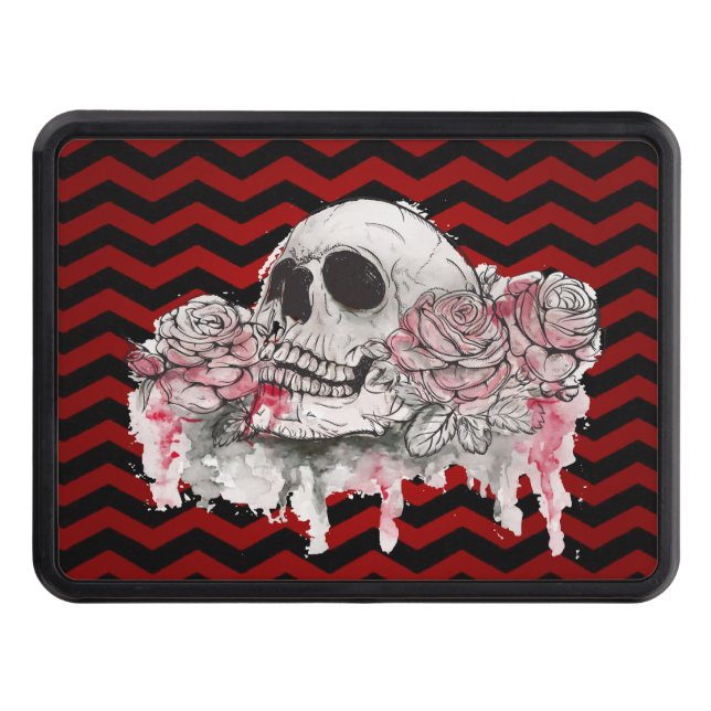 Cubierta Para Remolque Trailer Hitchskull Rosa Gothron Chevron rojo negro (Anverso)