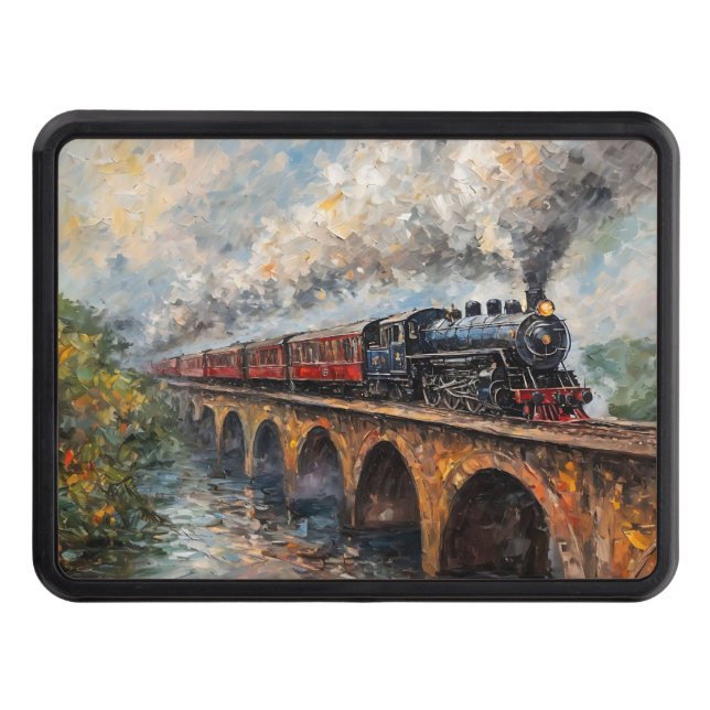 Cubierta Para Remolque Tren de vapor en un puente - pintura al petróleo (Anverso)