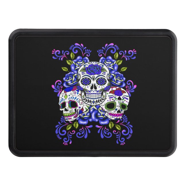 Cubierta Para Remolque Triple Skull Blue Floral Sugar Skulls (Anverso)