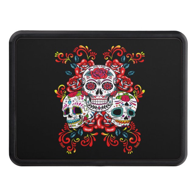 Cubierta Para Remolque Triple Skull Rojo Floral de azúcar (Anverso)