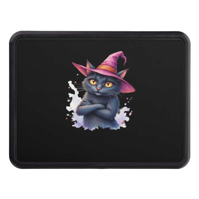 Cubierta Para Remolque Un gato negro lindo en un Gorra de brujas - Magníf (Anverso)