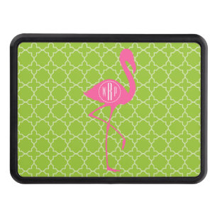 Cubierta Para Remolque Verde lima rosada Quatrefoil del flamenco del