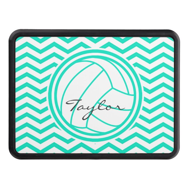 Cubierta Para Remolque Voleibol personalizado; Aqua Green Chevron (Anverso)