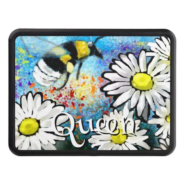 Cubierta Para Remolque Whimsical Bumble Bee in Daisies Personalized (Anverso)