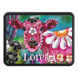 Cubierta Para Remolque Whimsical Floral Cow Pink Teal Black Personalized
