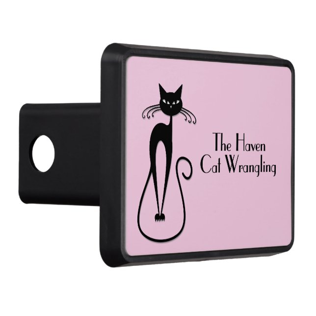 Cubierta Para Remolque Whimsical Skinny Black Cat Rosa Personal (Derecha)