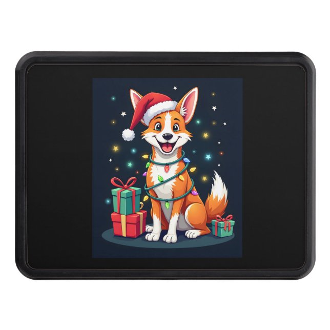 Cubierta Para Remolque Xmas de Fox Terrier Encendiendo Perro Terrier Sant (Anverso)