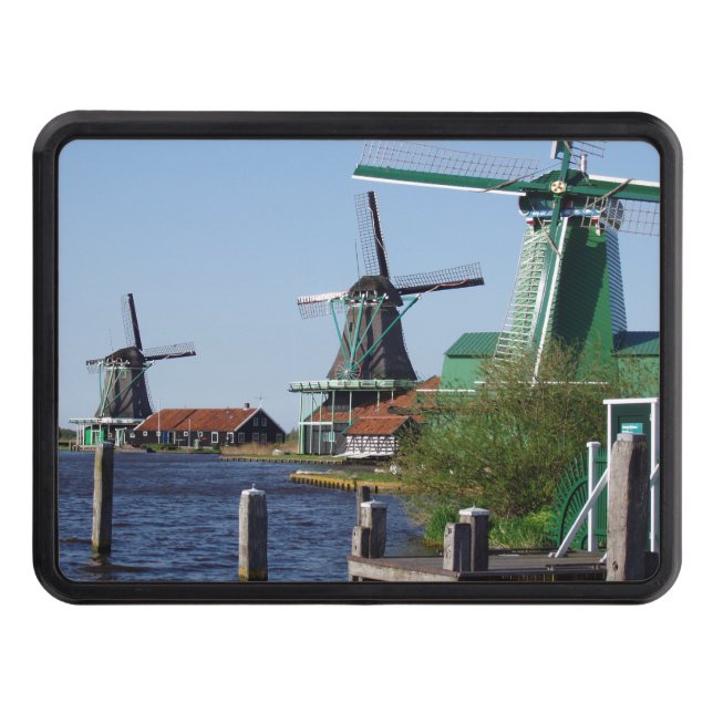 Cubierta Para Remolque Zaanse Schans Molinos Holandeses en verde y blanco (Anverso)