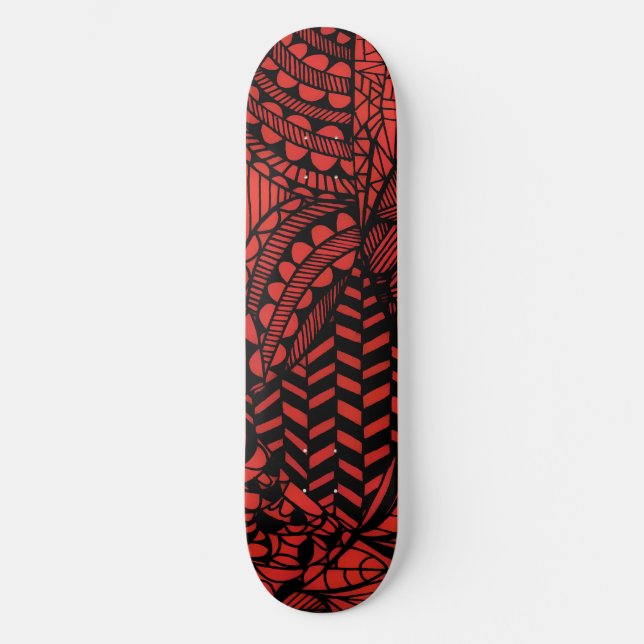 Cubierta para skateboard "Geométrica Red" (Anverso)