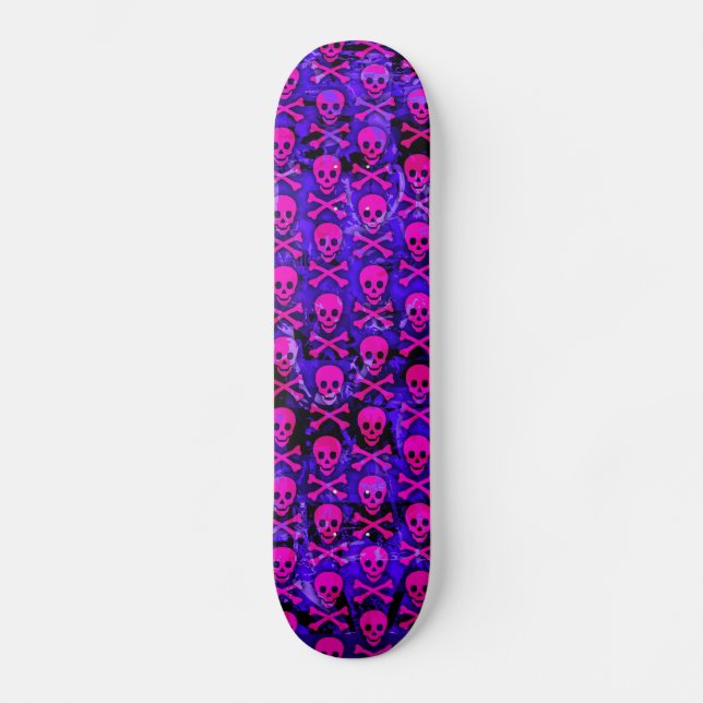 Cubierta para skateboard rosa y morado (Anverso)