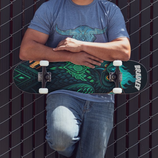 Cubierta personalizada de skateboard "Mystic Owl"  (Exterior 3)
