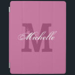 Cubierta personalizada para iPad magnético monogra<br><div class="desc">Cubierta personalizada para iPad magnético monograma | Rosa. Cubierta de nombre personalizada con letra monogramada. Texto vintage y elegante de la tipografía del guión. Buena idea de regalo para cumpleaños o Navidades. Adecuado para hombres,  mujeres y niños.</div>