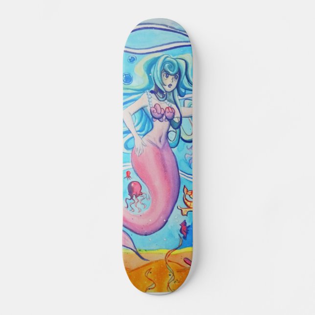Cubierta rosada del monopatín de la sirena del (Anverso)