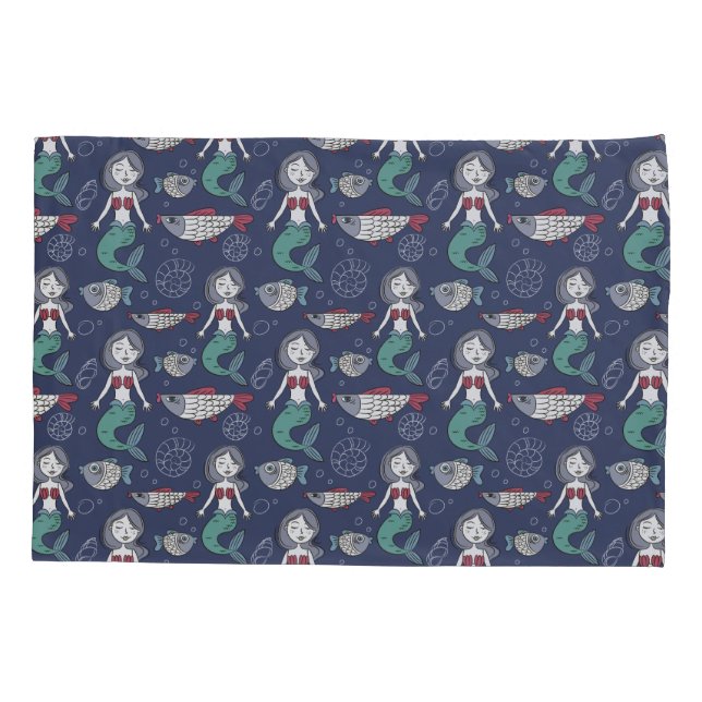 Cubiertas de almohadas de patrón de sirena (Reverso)