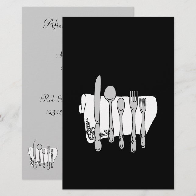 Cubiertos Plantilla Negro Blanco Personalizada  5. (Anverso / Reverso)