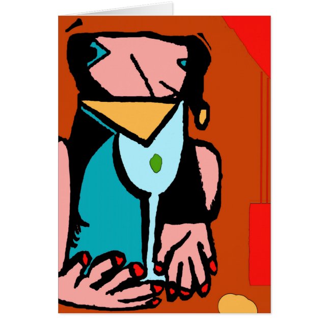 Cubismo abstracto de la bebida de una mujer (Frente)