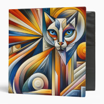 Cubismo Cat Colores negrita 3-Anillo Binder
