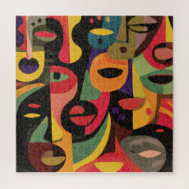 Cubismo colorido Abstract Faces Puzzle