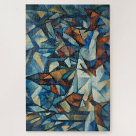 Cubist Expressionist Winter Village Jigsaw Puzzle
