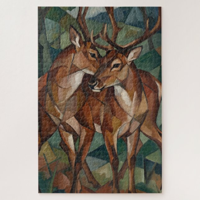 Cubist Style Reindeer Jigsaw Puzzle (Vertical)