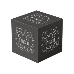 Cubo 11° Aniversario Regalo Corazones de Chalk