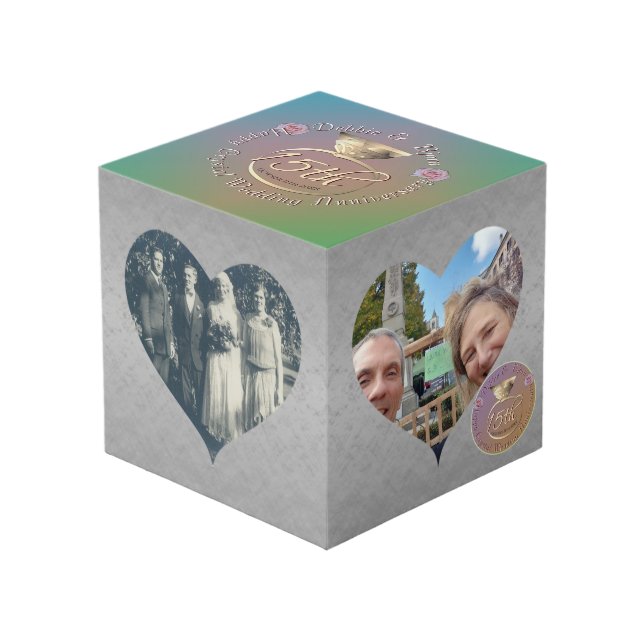 Cubo 15.º aniversario de Crystal Boda (Angulo Anverso)