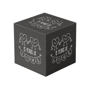Cubo 15° Aniversario Regalo Corazones de Chalk