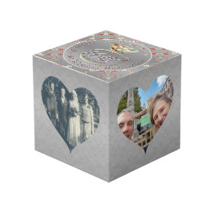 Cubo 16.º Aniversario Boda Corazón enmarca Silvery