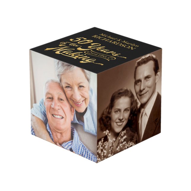 Cubo 50 Aniversario 4 Foto de Black & Gold Personalizad (Angulo Anverso)