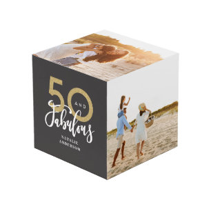 Cubo 50 y fabuloso cumpleaños negro y dorado