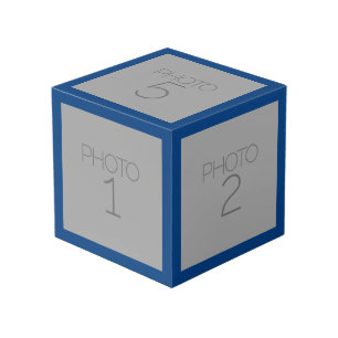 Cubo 5 Colage de Fotos con Borde Azul Real Sólido