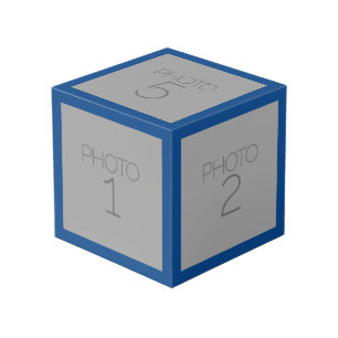Cubo 5 Colaje de Fotos con Borde Azul Real Sólido