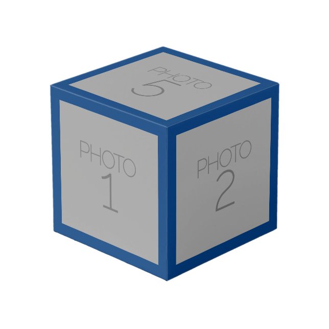 Cubo 5 Collages de fotos con borde azul real sólido (Angulo Anverso)