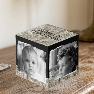 Cubo Agregar 4 imágenes familia rústico gris negro foto