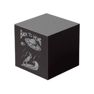 Cubo alienígena ufo navegando en ilustracion con vuelta