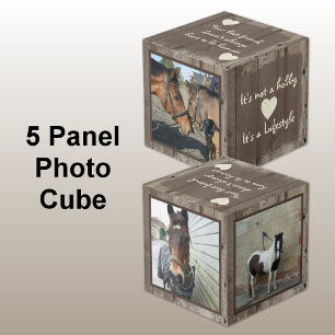 Cubo Amante de los caballos con fotos y citas rústicas