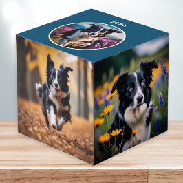 Cubo Amante de mascotas personalizadas perro azul multi