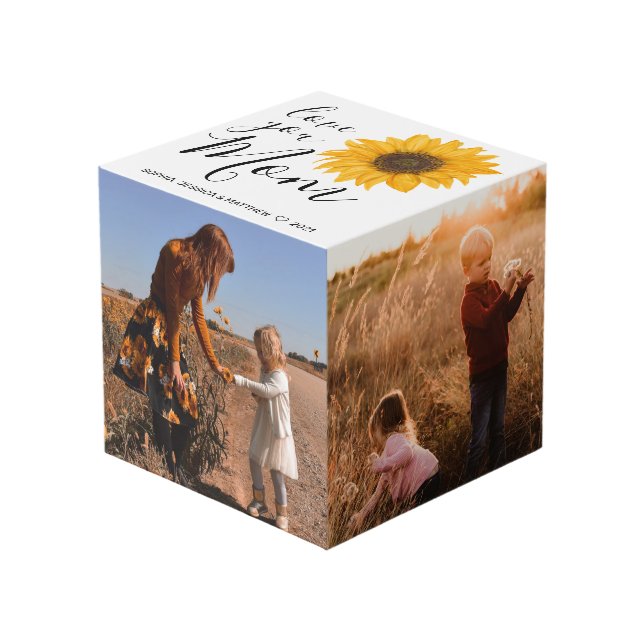 Cubo Amar a tu mamá Collage de fotos familiar girasol (Angulo Anverso)
