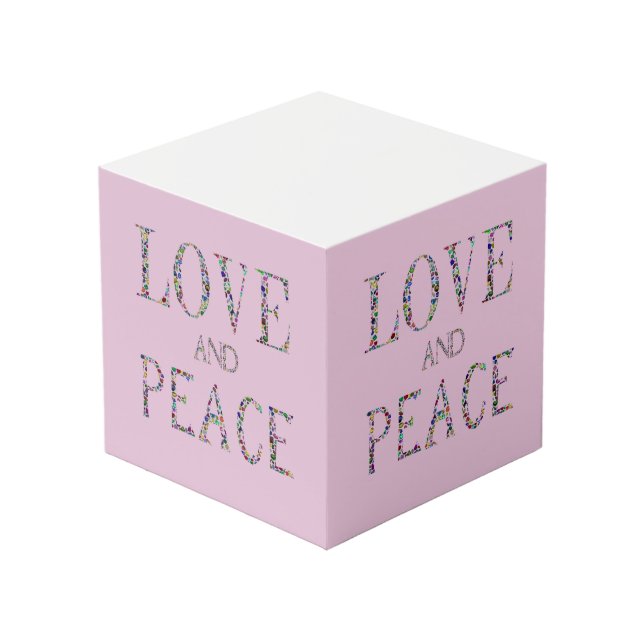 Cubo Amor y paz - Diseño de Letras Gemstone (Angulo Anverso)