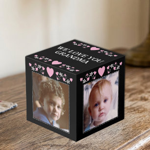 Cubo Añade 4 imágenes te amamos abuela negro rosa
