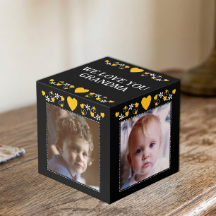 Cubo Añadir 4 imágenes te amamos abuela negro amarillo
