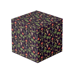 Cubo Animales tropicales de mono y macao sin costura