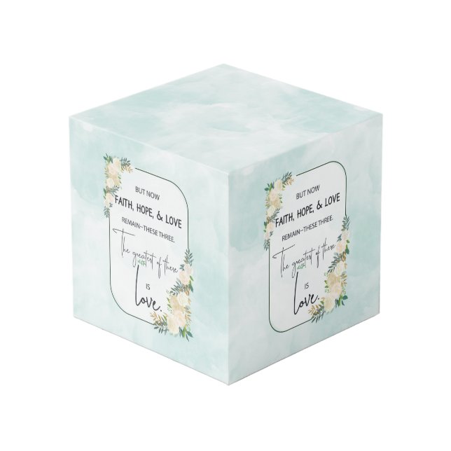 Cubo Aniversario de Boda Religiosa Fe Esperanza Amor (Angulo Anverso)