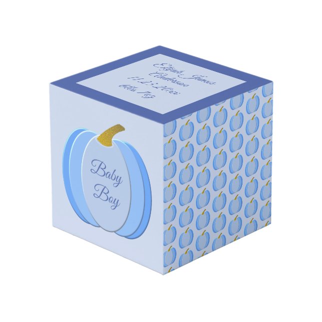 Cubo Anuncio de nacimiento de bebé bebé bicho azul lind (Angulo Anverso)