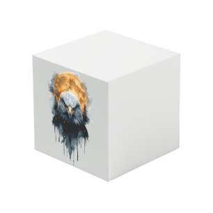 Cubo Arte de Acuarela de Águila Calva Majestuosa bajo l