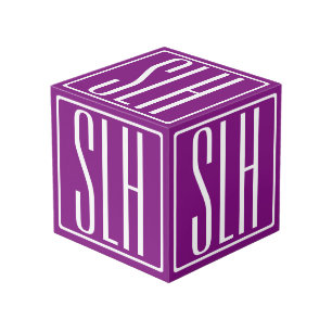 Cubo Audaz Monograma Moderno 3 Iniciales   Blanco y mor